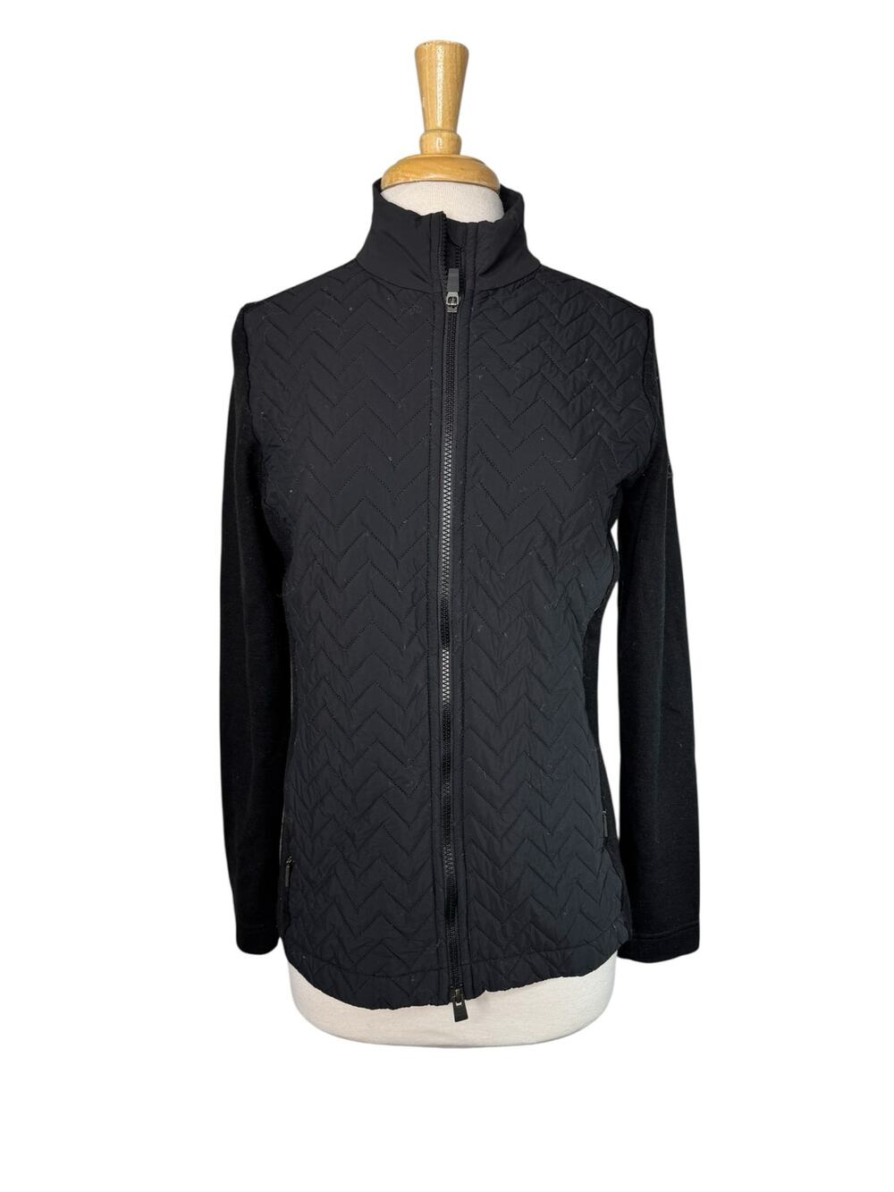 KJUS Women’s Susasca Jacket in Black Size 40 Large Wool Quilted Full Zip Knit